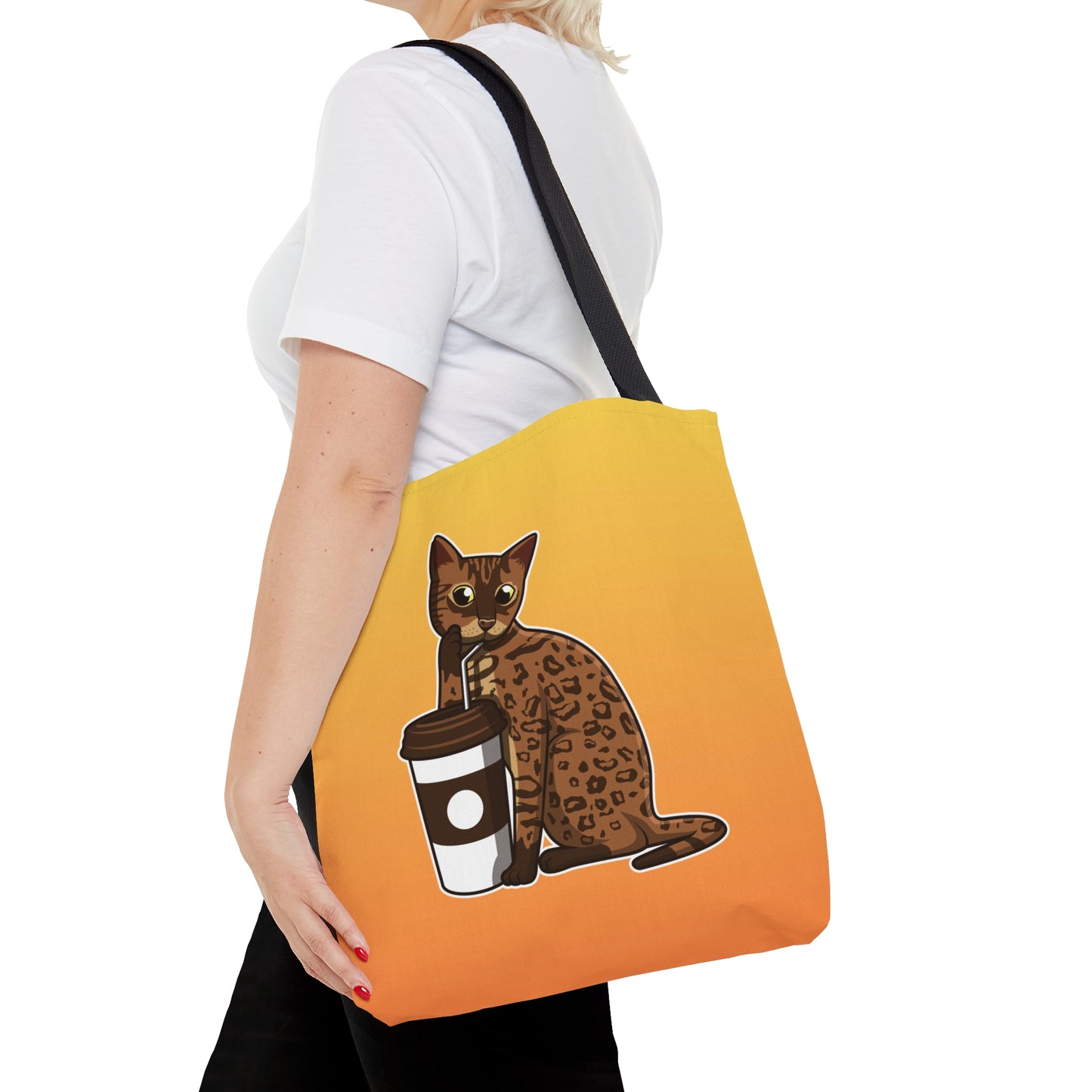 Drinking Cat Tote Bag (Yellow)