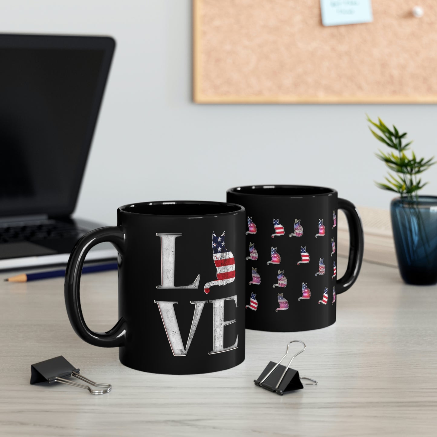 Love USA Black Mug
