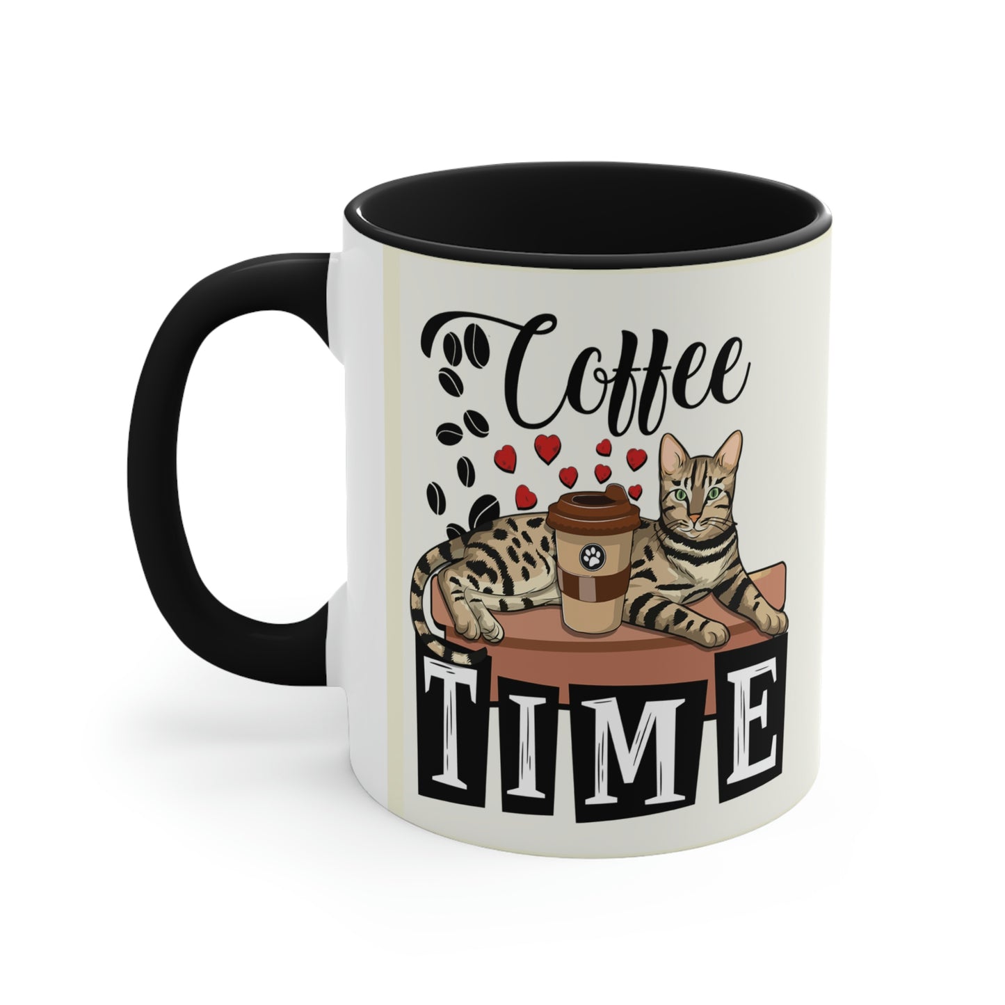 Coffee Beans & Love Hearts Accent Mug
