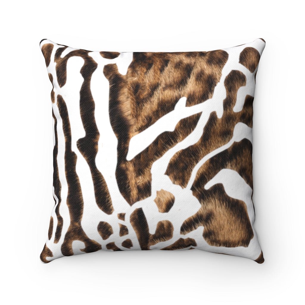White/Brown Bengal Pillow
