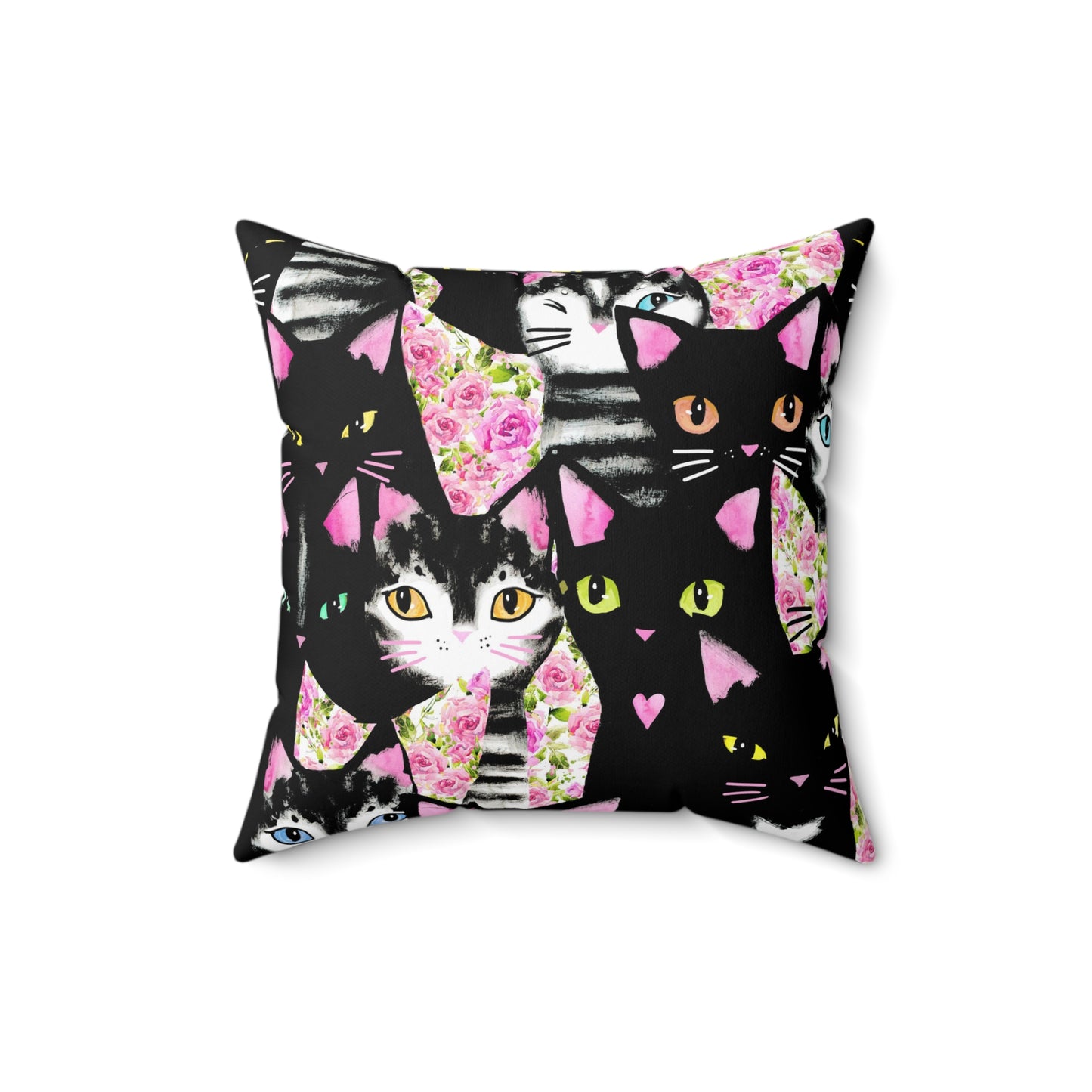 Cats & Roses Pillow