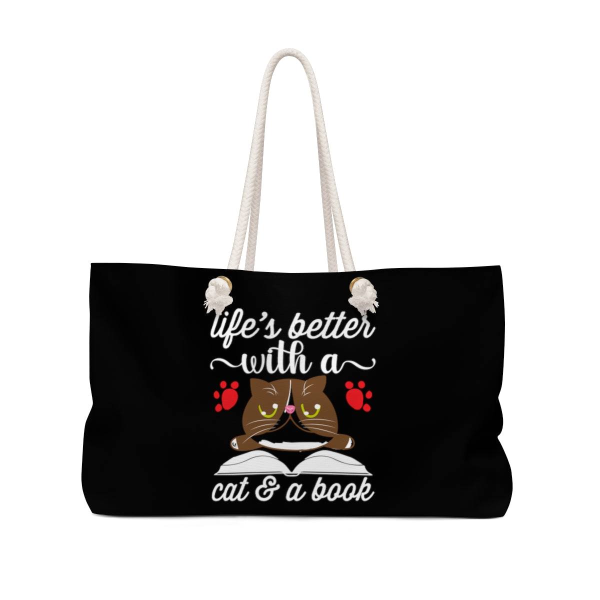 Life's Better With A Cat & A Book Weekender Bag (Black)