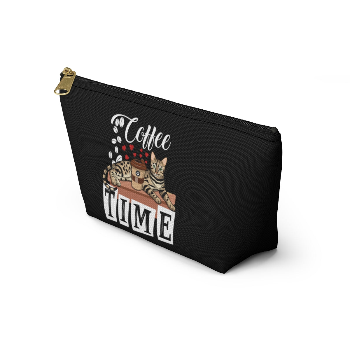 C☕ffee Beans & L❤️VE Hearts Accessory Bag (Black)