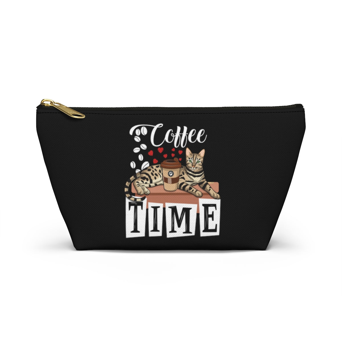 C☕ffee Beans & L❤️VE Hearts Accessory Bag (Black)