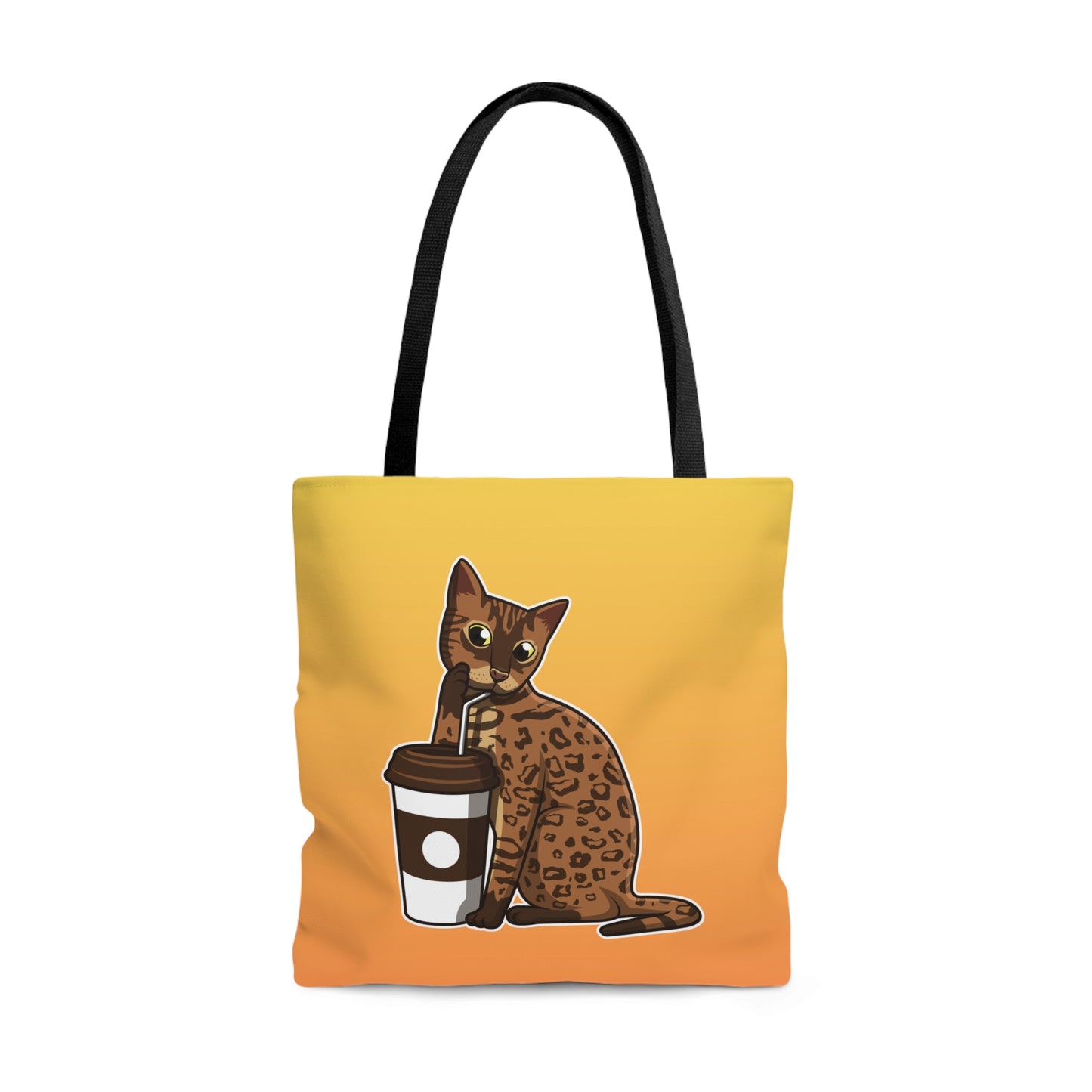 Drinking Cat Tote Bag (Yellow)