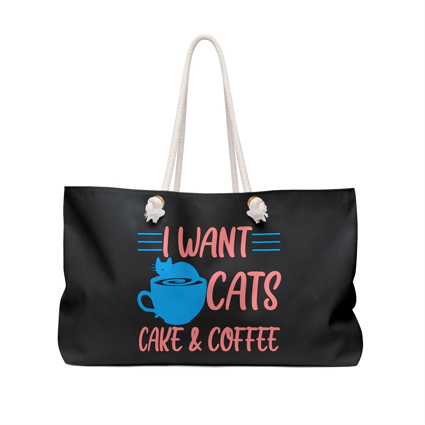 I Want Cats, Cake & C☕ffee Weekender Bag (Black)