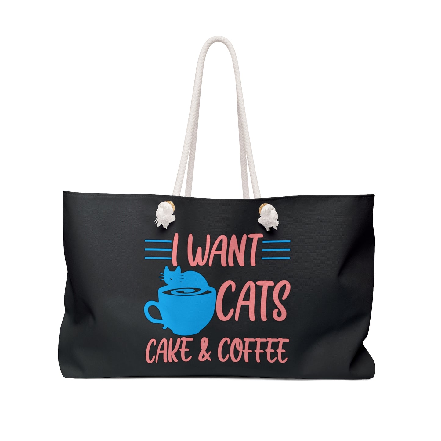 I Want Cats, Cake & C☕ffee Weekender Bag (Black)