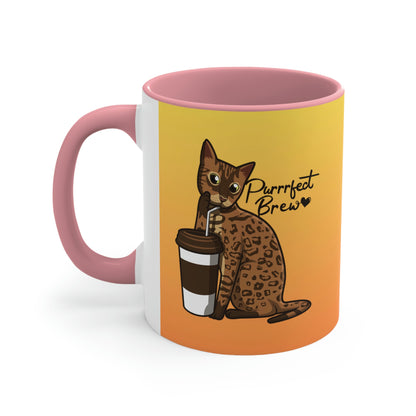 Purrfect Brew Yellow Accent Mug