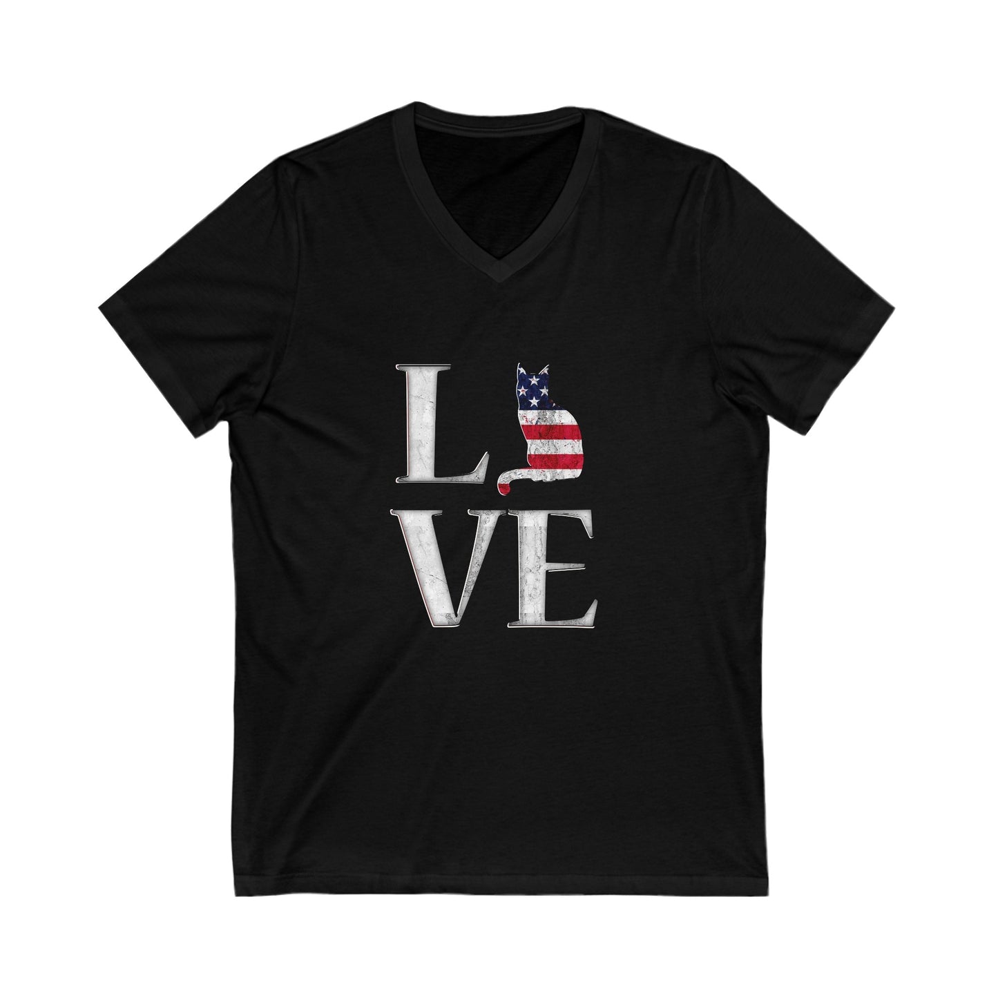 Black Love USA V-Neck Unisex T-shirt Cat Silhouette