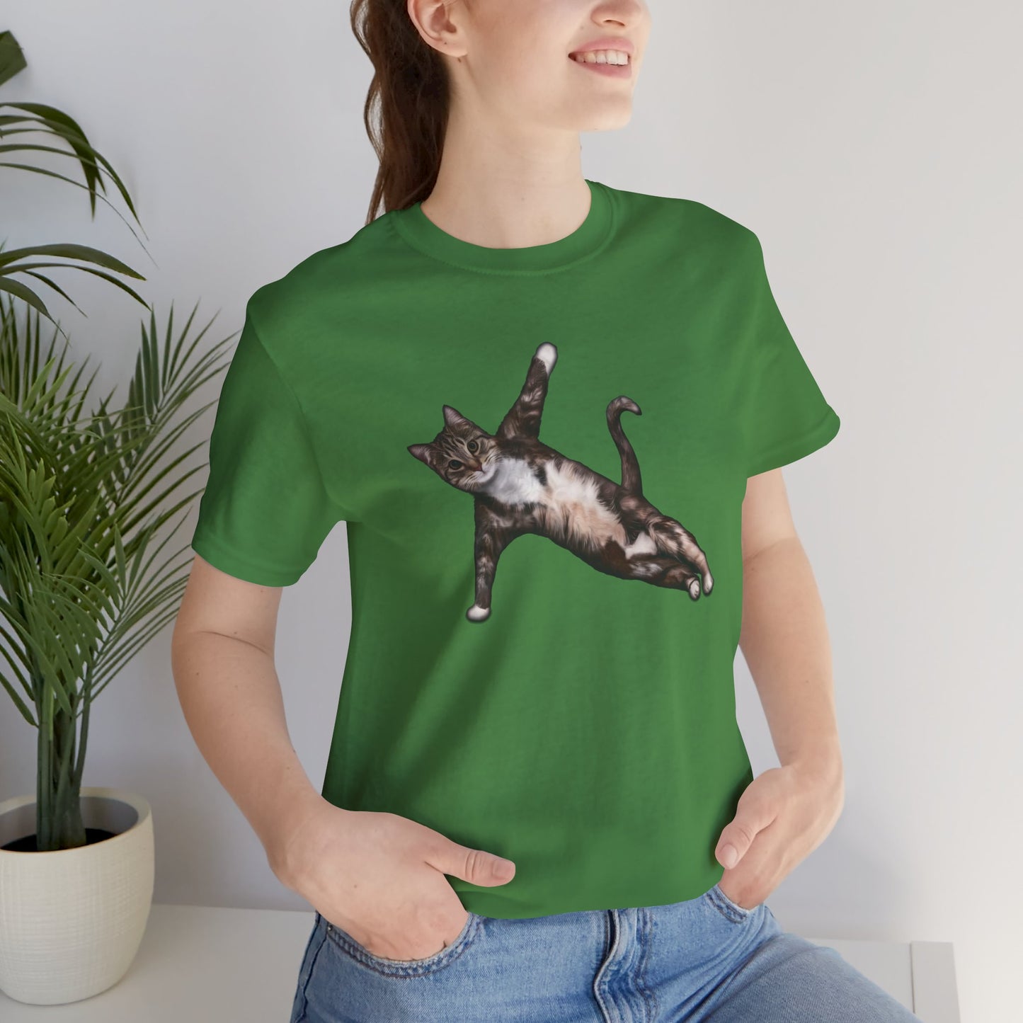 Leaf Yoga Pose Cat T-Shirt Unisex Crew Neck