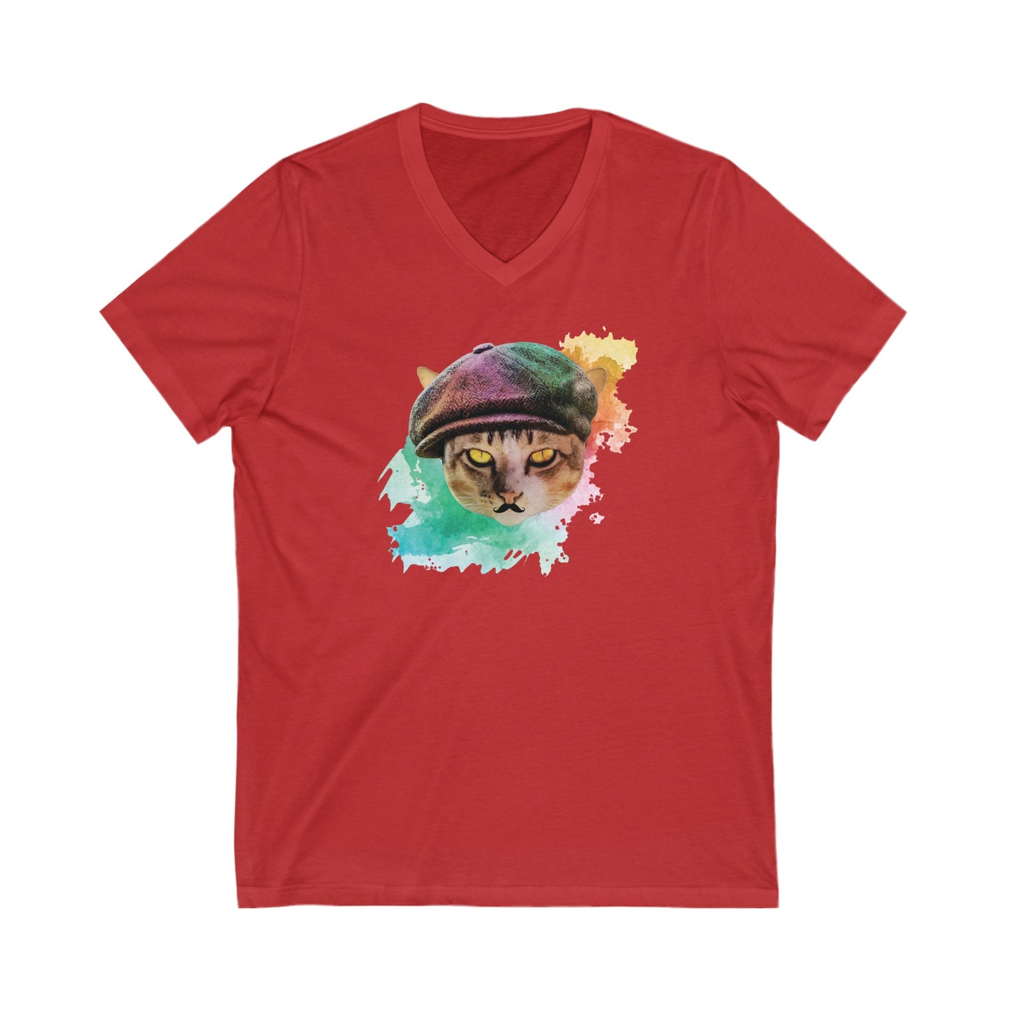 Red Baker Boy Cat T-Shirt Unisex V-Neck