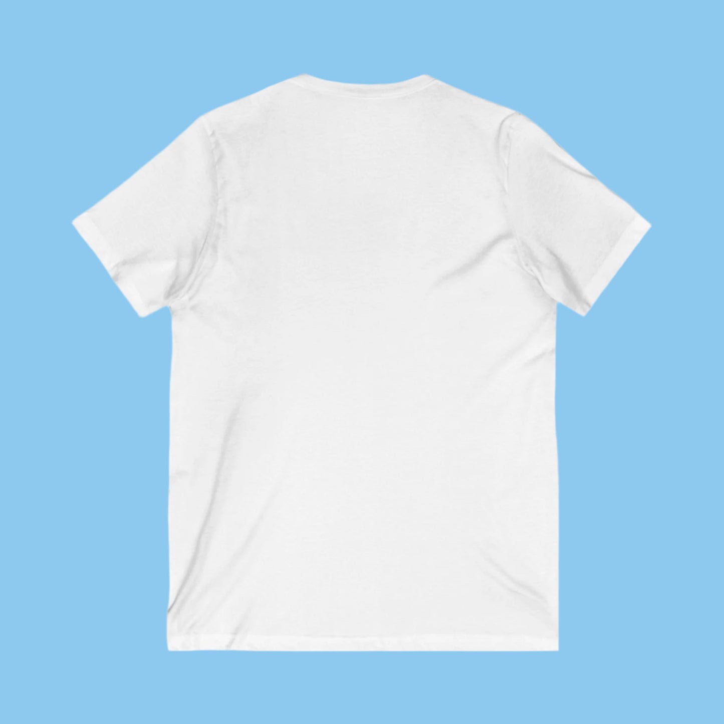 White V-Neck T-Shirt Unisex Cat Theme