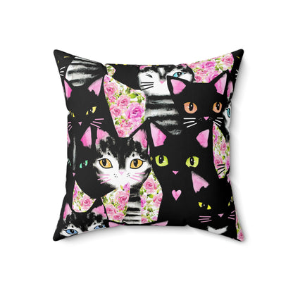 Cats & Roses Pillow
