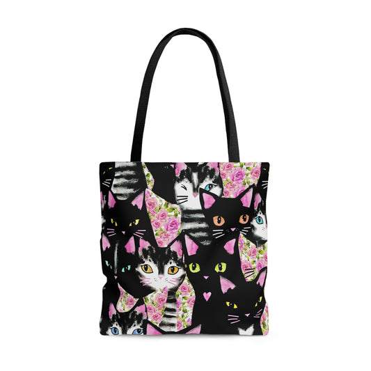 Cats And Roses Tote Bag