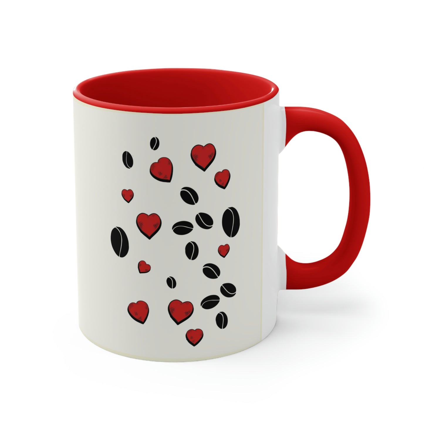 Coffee Beans & Love Hearts Accent Mug