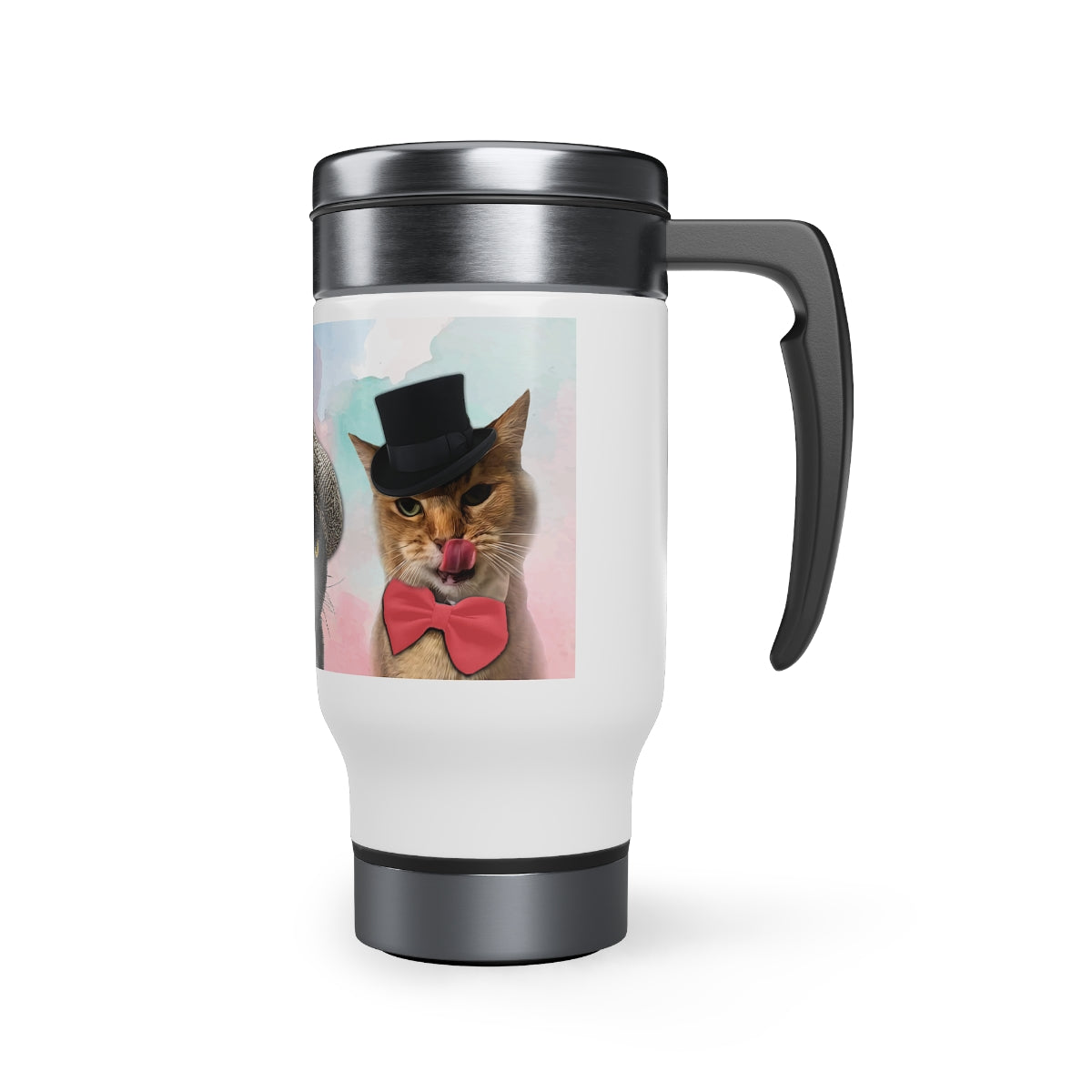 Cats In Hats Travel Mug with Handle, 14oz