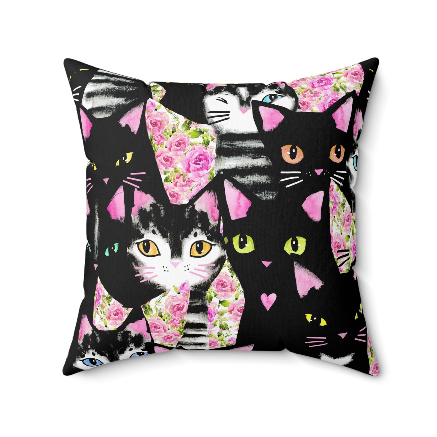 Cats & Roses Pillow