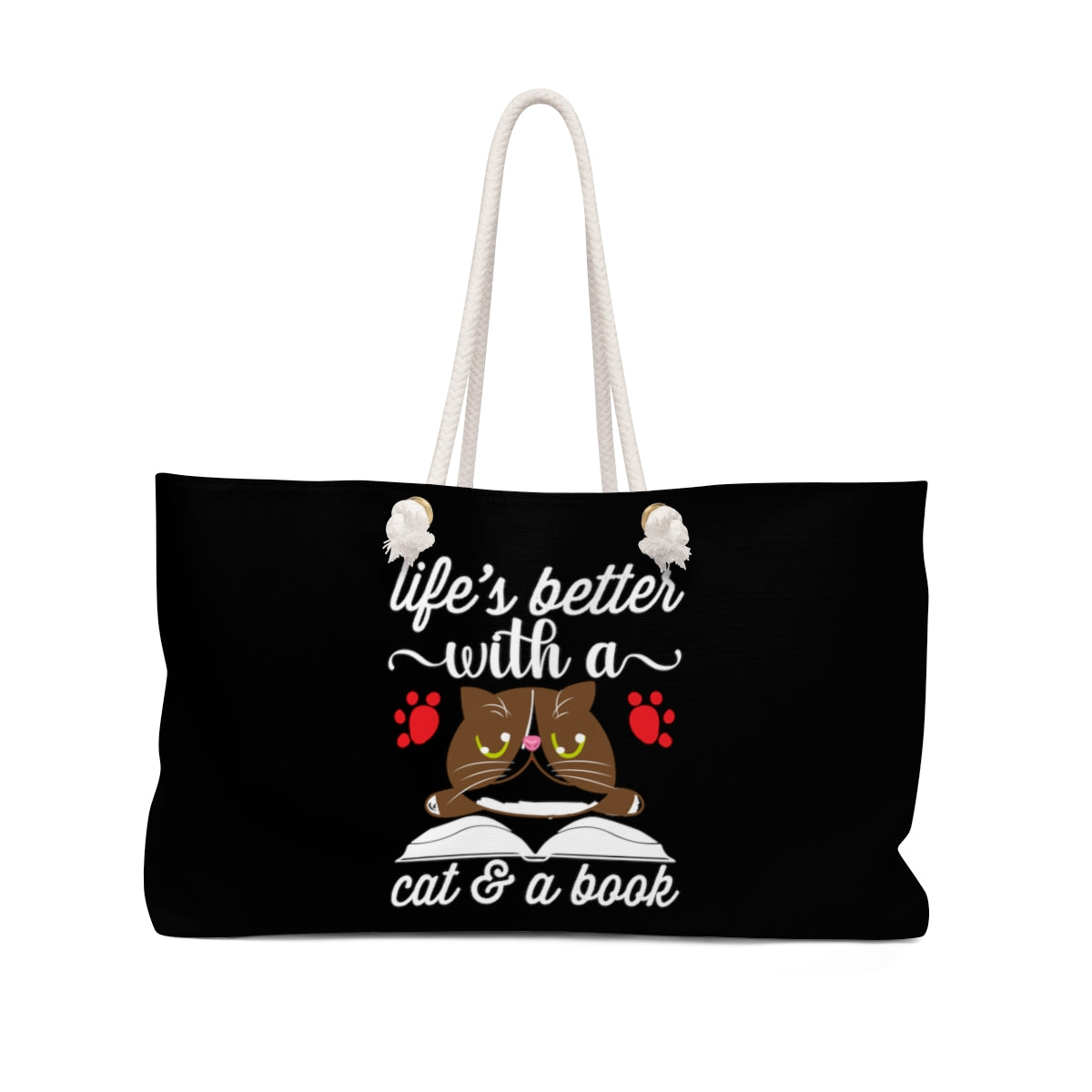Life's Better With A Cat & A Book Weekender Bag (Black)