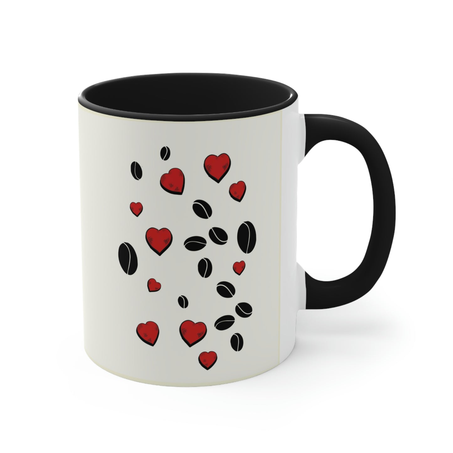 Coffee Beans & Love Hearts Accent Mug