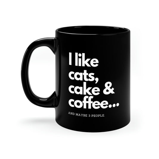 Cats, Cake & Coffee Black Mug