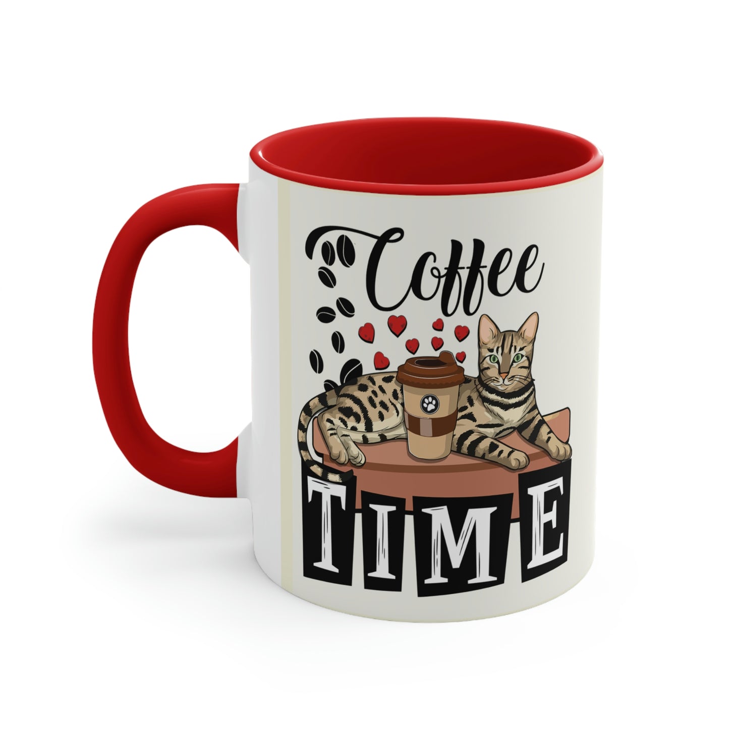 Coffee Beans & Love Hearts Accent Mug