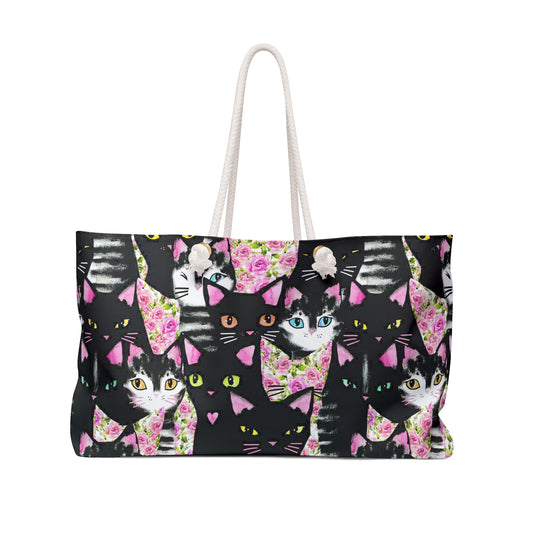 Cats And Roses Weekender Bag