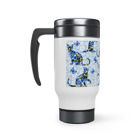 Travel mug with a handle — Melo's Pizza & Pasta
